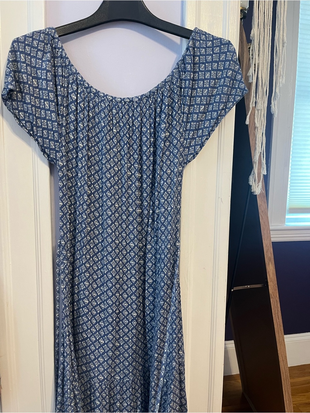 Fat Face Blue Patterned Tie-Waist Midi Dress